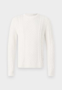 BADGE CABLE KNIT SWEATER - Trui - ancient white tonal