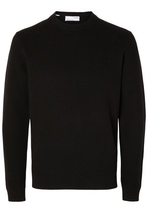 Selected, SLHDANE STRUCTURE CREW NECK - Striktrøje - black