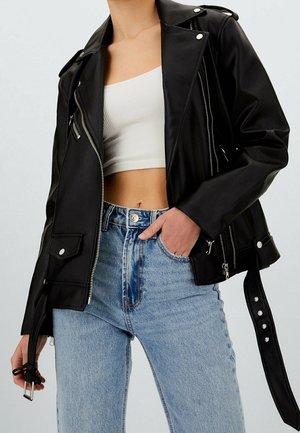 Imitatieleren jas - black