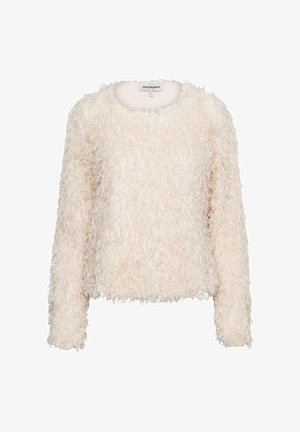 Vaeivis lichtroze lange mouwen trui met een ronde hals en een getextureerde, zachte stof. Beschikt over een cropped silhouet en minimale branding.