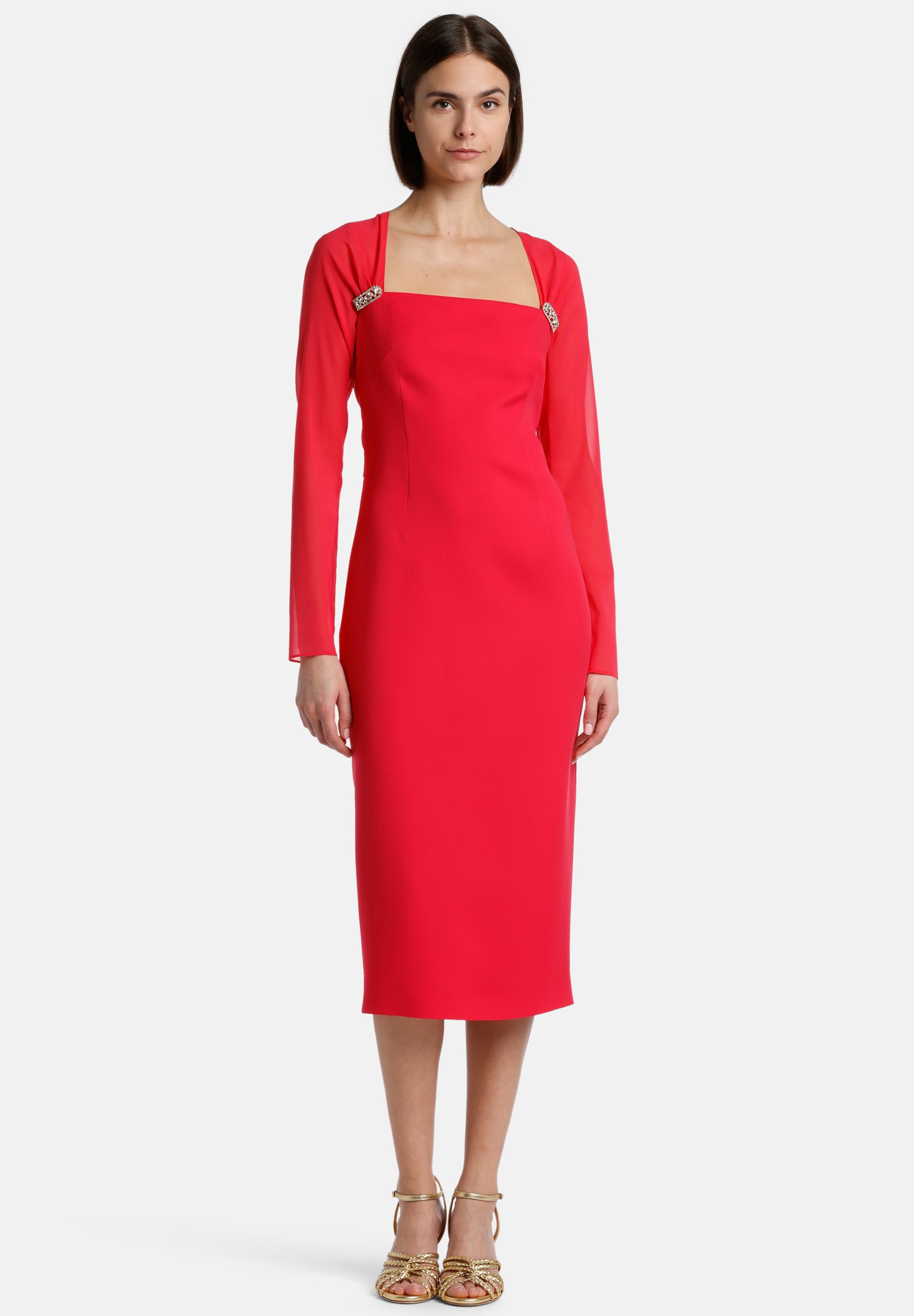 Robe Halston Heritage Longueur Genou Couleur Corail - Style Crayon - Occasion Très Bon état