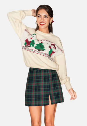 FESTIVE PLAID - Áčková sukně - dark green red