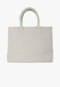 Borsa tote color crema con trama, due manici corti, forma rettangolare strutturata e finitura soffice. Interno liscio senza ulteriori accessori.