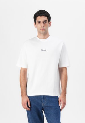 SLHLOOSEOSCAR LOGO O NECK TEE - T-shirt basique - bright white
