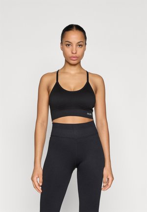 LOW IMPACT RACER BACK LONGLINE BRA REMOVABLE CUPS ADJUSTABLE STRAPS - Športni modrček s srednjo podporo - black