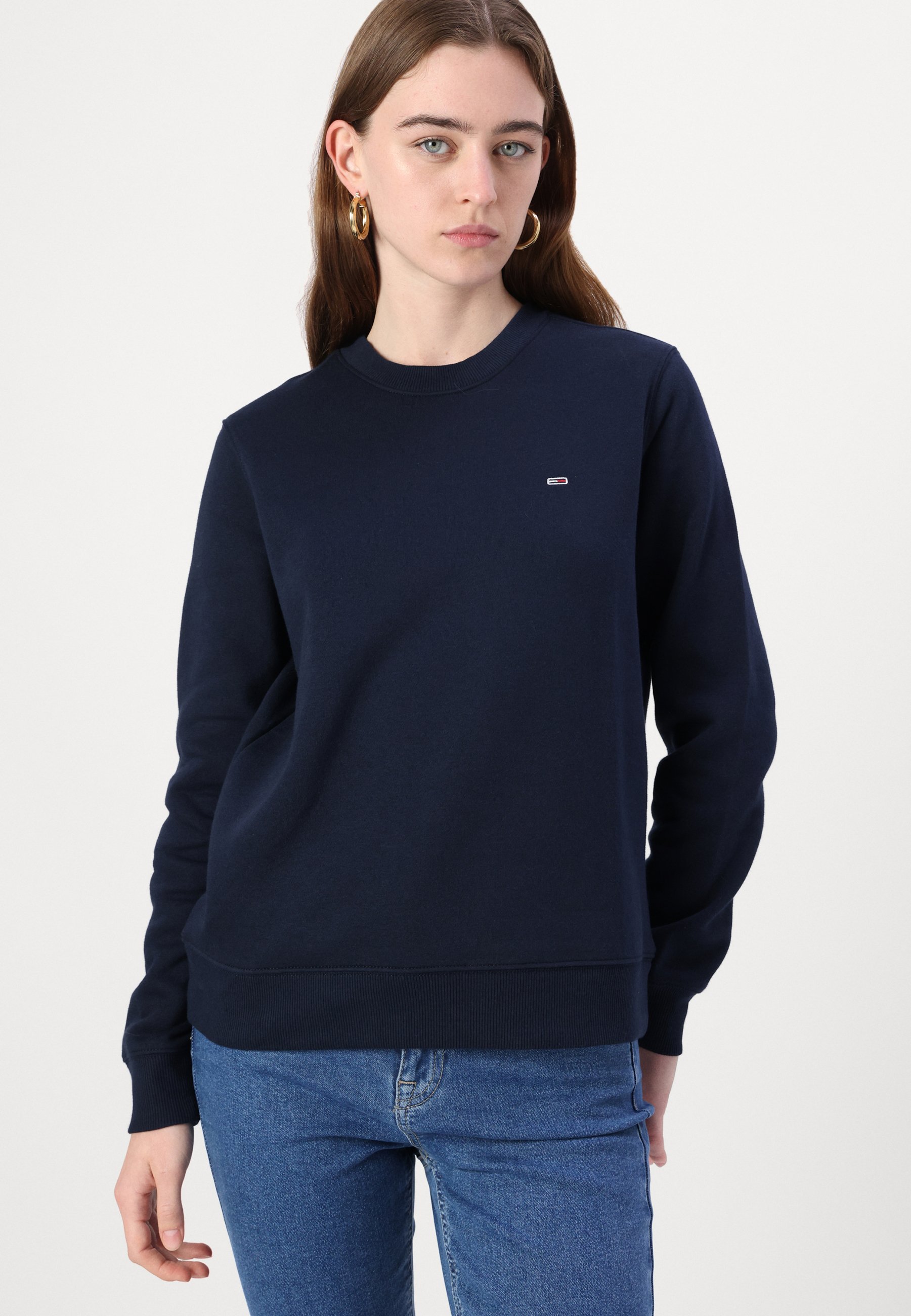 売れ筋商品|||トミーヒルフィガー パーカー・スウェットシャツ レディース アウター FLAG CREW - Sweatshirt - dark night navy Tommy Jeans FLAG CREW - Sweatshirt - dark night navy/mörkblå