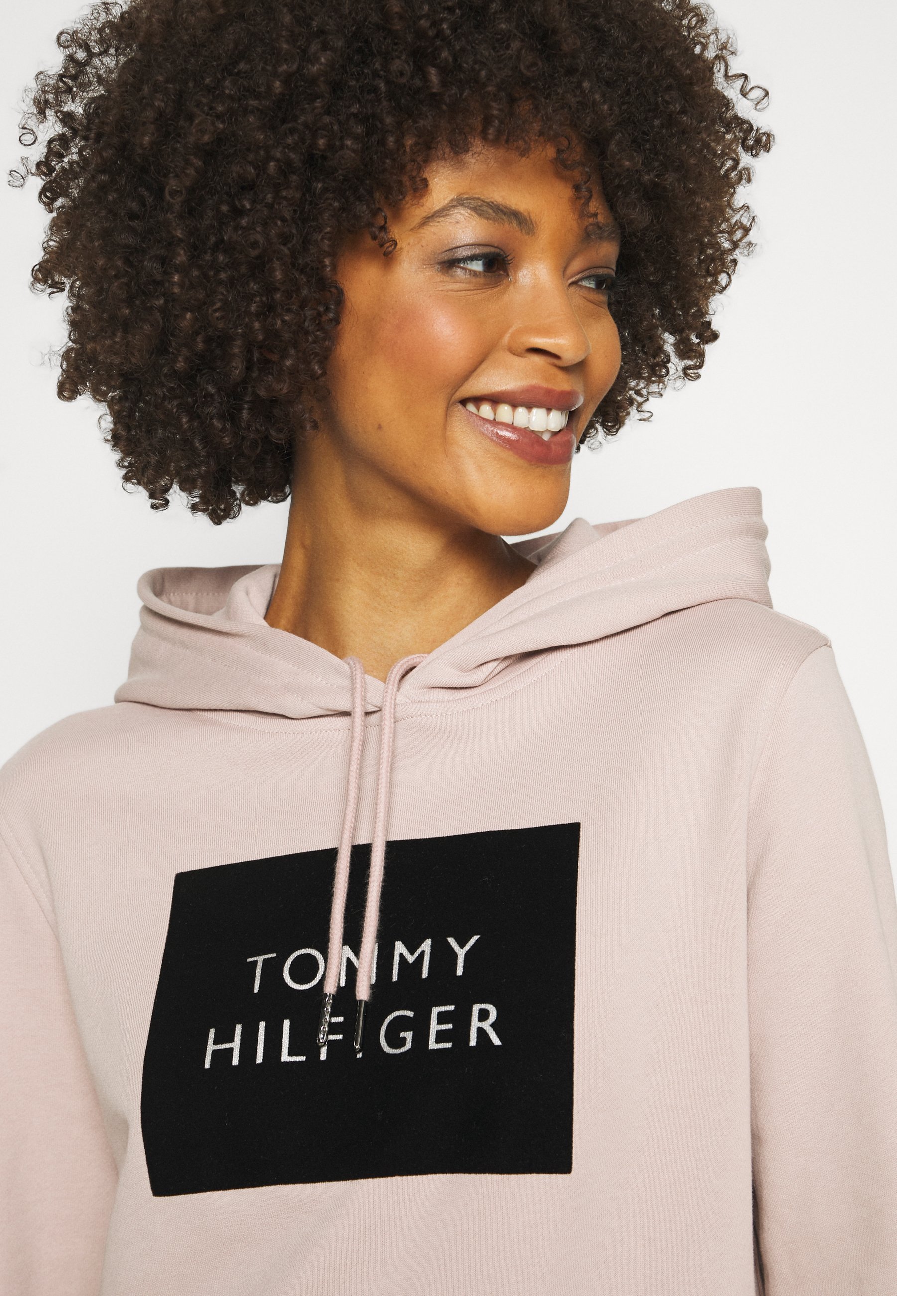 monogram flock box hoodie