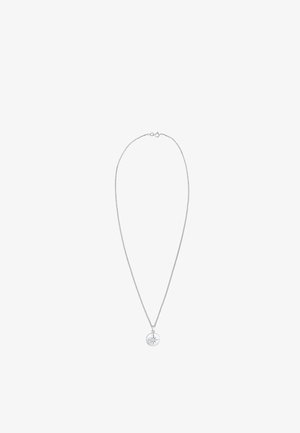 Sølv kæd necklace med en rund vedhæng med et stjernelys design. Kæden virker fin og delikat, med en lobsterlås.