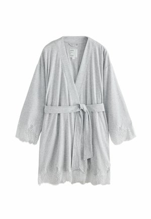 Next, LACE DETAIL RIBBED LIGHTWEIGHT DRESSING GOWN - Bademantel - light grey