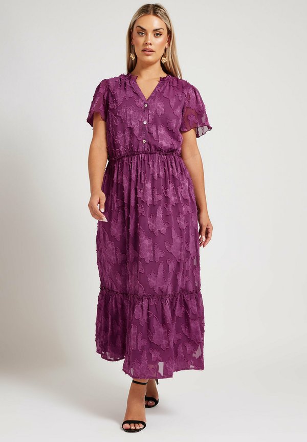 JACQUARD RUFFLE BURN OUT - Freizeitkleid - purple