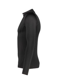 Schwarzes Longsleeve-Sportshirt mit hohem Kragen, aus dehnbarem Stoff, mit flachen Nähten und taillierter Passform.