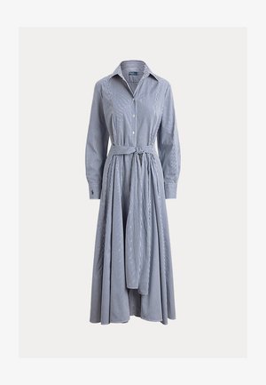 Polo Ralph Lauren, STRIPED COTTON TIE-WAIST SHIRTDRESS - Robe chemise - white/ fall royal