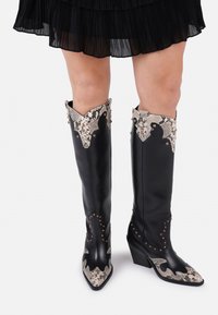 Bronx NEW KOLE - Biker-/cowboysaappaat - black/oatmilk/white
