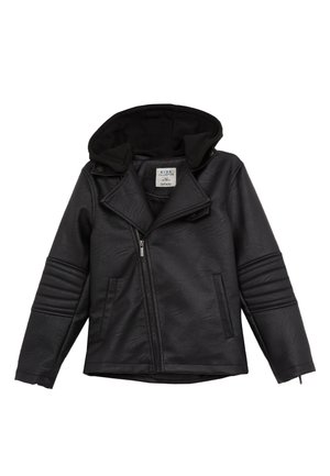 REGULAR FIT - Kunstlederjacke - black