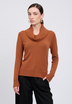INFLUENCER, INFLUENCER PULLOVER COWL-NECK BASIC PULL - Pullover - rust