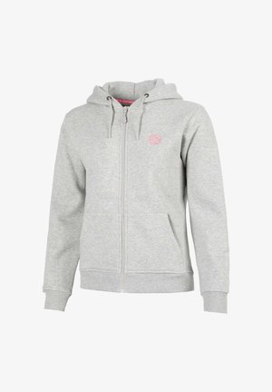 BIDI BADU, Sweater met rits - grey melange logo blue and white