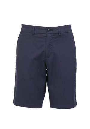 Marineblauwe shorts van katoenmix, met een rechte voorkant en een knoopsluiting, zijzakken en een rechte snit bij de beenopeningen.