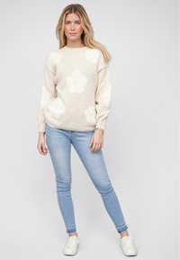 Cloud 5ive CREWNECK WITH FLOWERS - Pulover - beige