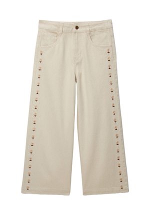 À FLEURS BRODÉES - Jean droit - naturel