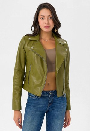 REGULAR FIT - Giacca di pelle - green