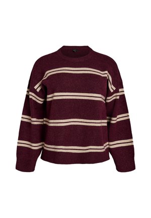 Zizzi, STRICKBLUSE MIT DOPPELTEN KONTRASTSTREIFEN - Πουλόβερ - rot