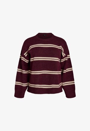Zizzi, STRICKBLUSE MIT DOPPELTEN KONTRASTSTREIFEN - Πουλόβερ - rot