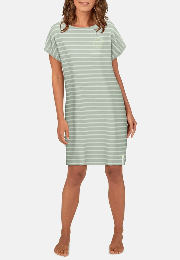 Nachthemd - grün hell ringel