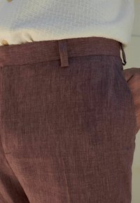Next SLIM FIT LINEN BLEND - Housut - pink