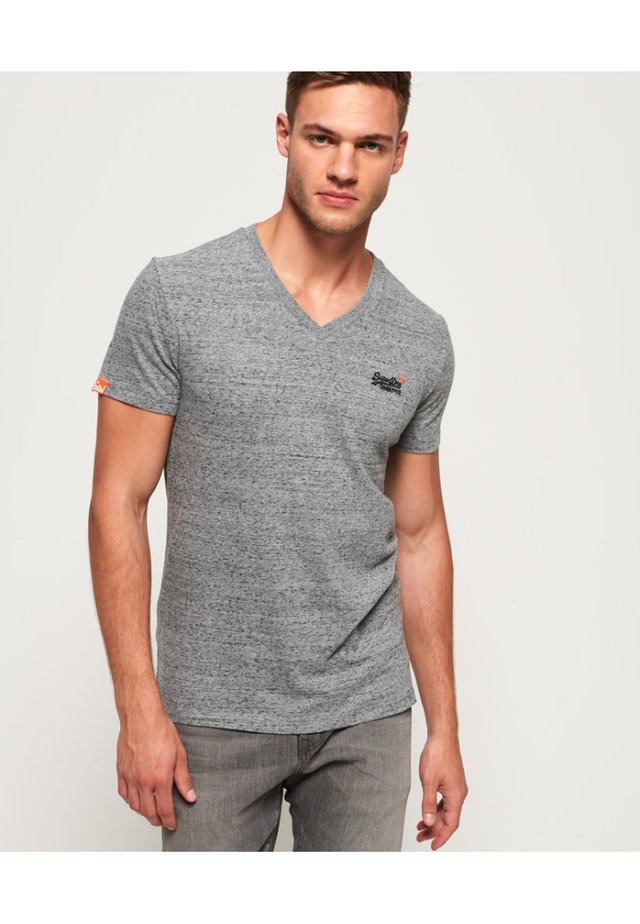 VINTAGE  - T-shirt basic - flint stahlgrau gesprenkelt