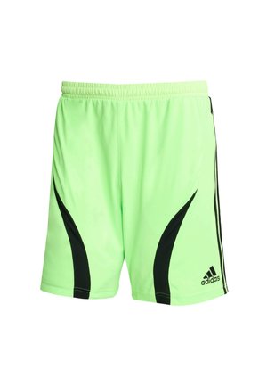 Neonsko zeleni atletski šortsi s črnimi poudarki, z elastičnim pasom in bočnimi razporki za večjo svobodo gibanja. Adidasov logo na robu.