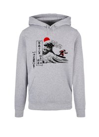 Merchcode HOKUSAI - SANTA GREAT WAVE BASIC - Hættetrøje - heather grey