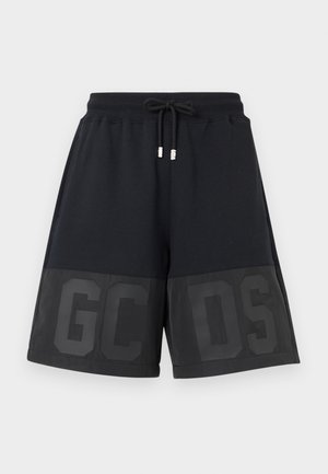 Crne casual kratke hlače s užetom u struku, prednjim džepovima i velikim tamnosivim slovima "GCDS" preko donjih prednjih panela.
