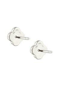 Blumenförmige Ohrstecker aus Sterlingsilber mit glänzender Oberfläche, ausgestattet mit einem Steckverschluss und einem eingravierten 925 Zeichen zur Echtheitsprüfung.