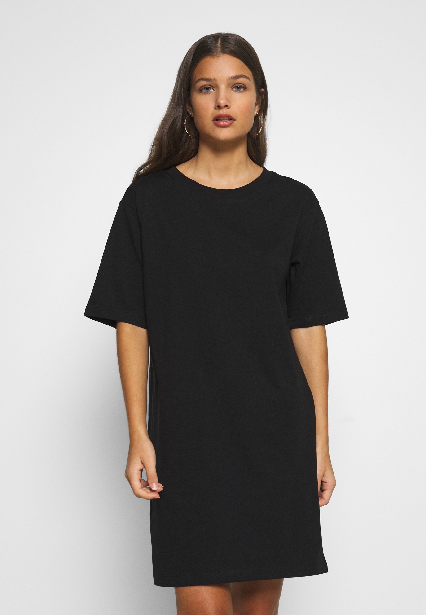 Abito Donna Hurley Boxy Nero - Maniche Corte, Girocollo, 2 Tasche Oversize, Rayon, Taglia XL