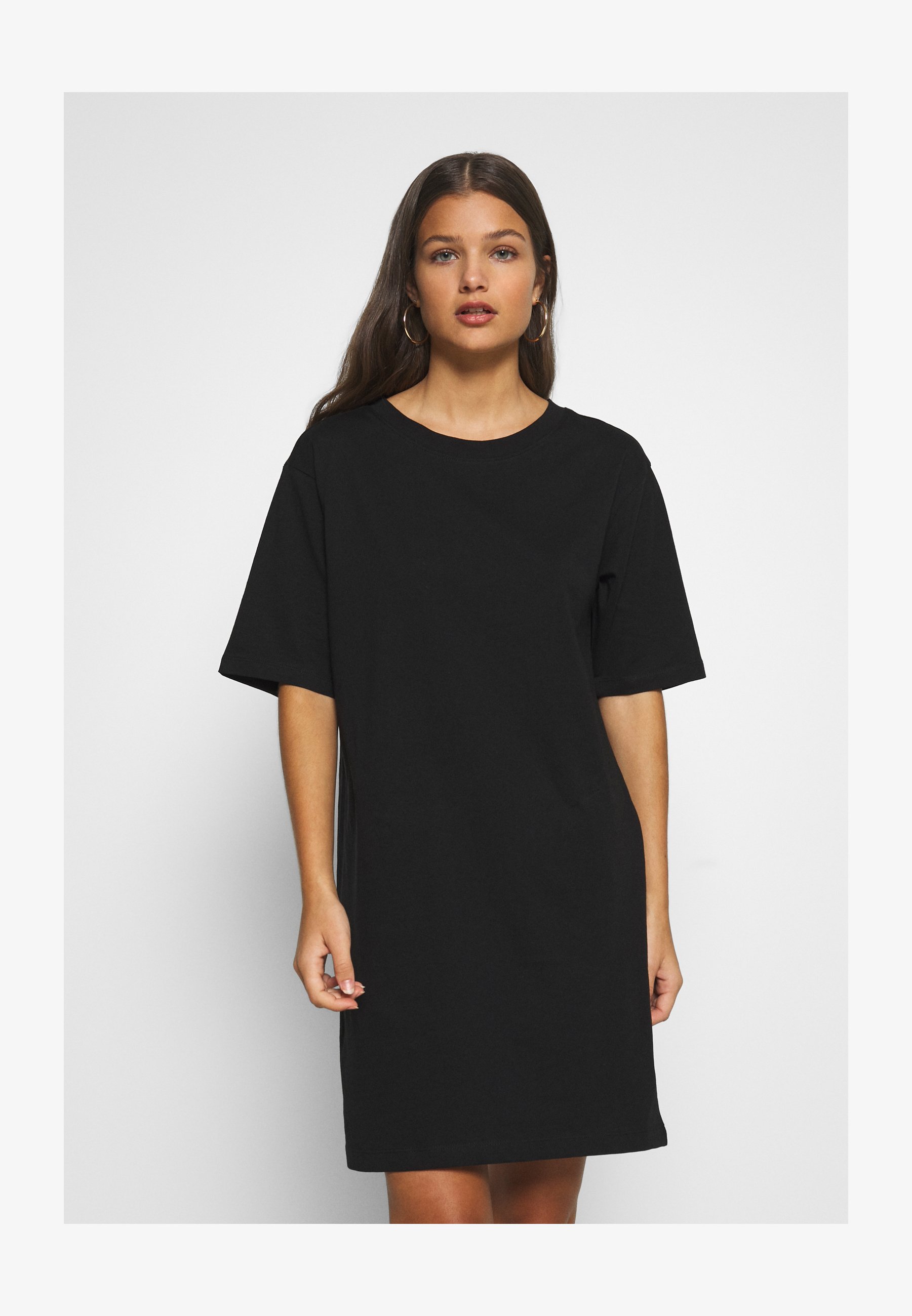 Abito Donna Hurley Boxy Nero - Maniche Corte, Girocollo, 2 Tasche Oversize, Rayon, Taglia XL