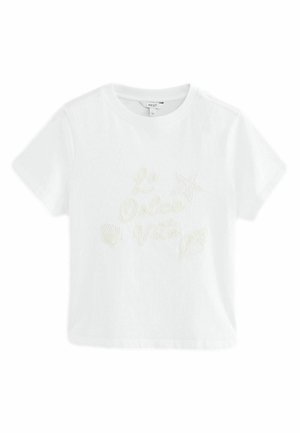 Next REGULAR FIT - BEADED GRAPHIC EMBELLISHED - T-Shirt print - white