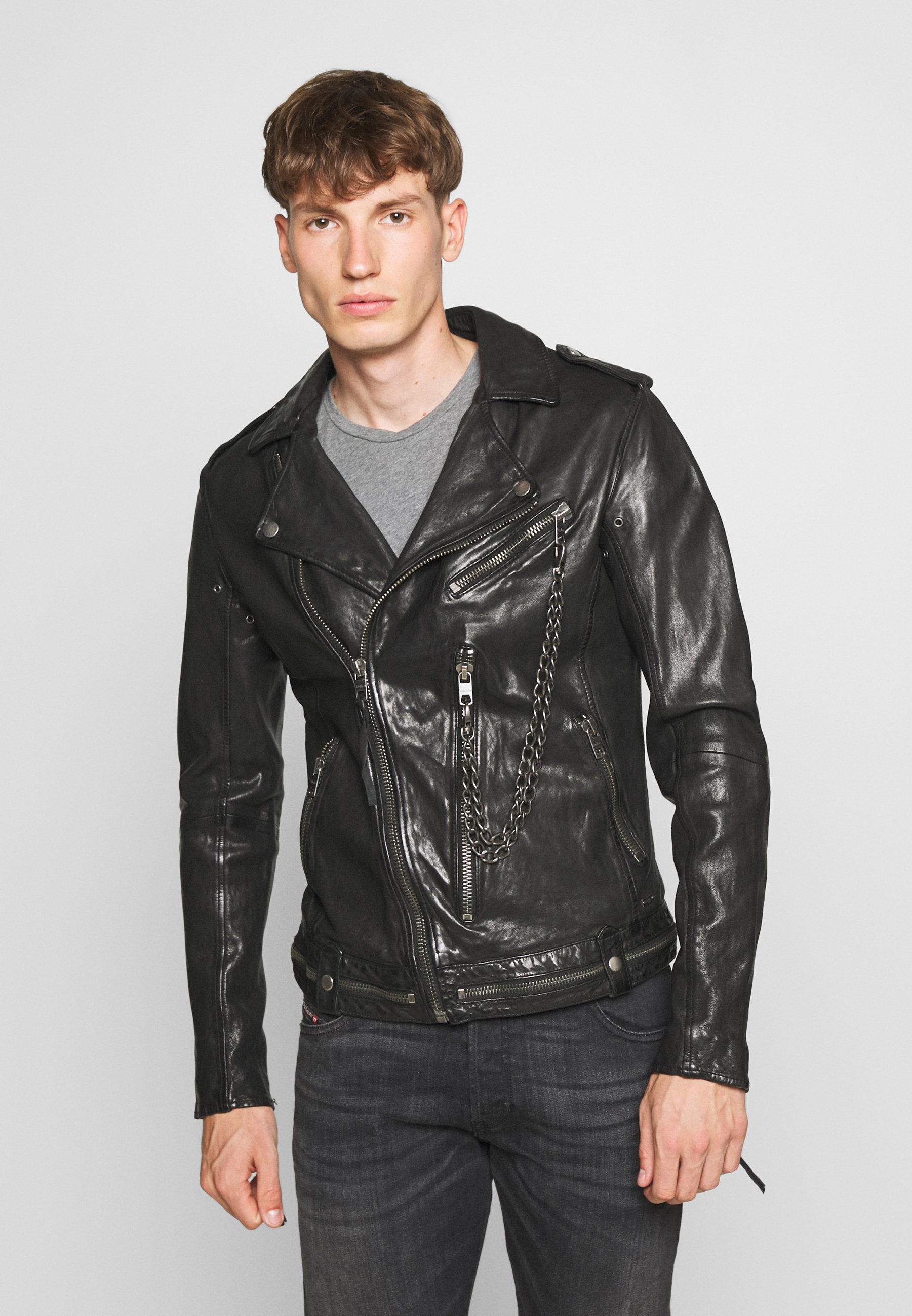 Tigha Delane Leather Jacket Black Zalando Co Uk