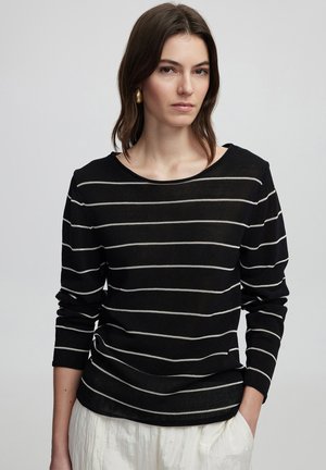 REGULAR FIT STRIPED - Svetr - black