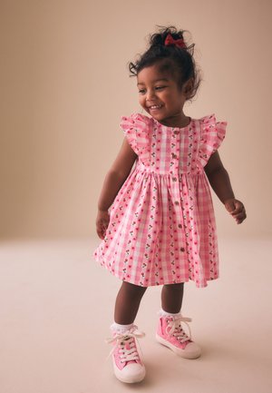 Next REGULAR FIT - DOUBLE RUFFLE SLEEVE  - Päevakleit - pink gingham