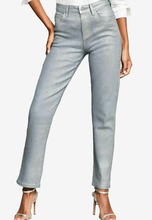 Lipsy HIGH WAIST - Ravne kavbojke - silver