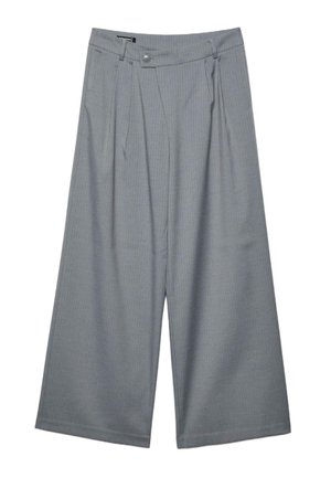 Stradivarius, CASUAL STRIPED SMART TROUSERS WITH CROSSOVER WAIST - Pantalon classique - dark grey