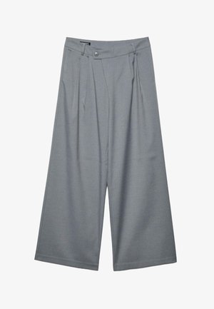 Stradivarius, CASUAL STRIPED SMART TROUSERS WITH CROSSOVER WAIST - Pantalon classique - dark grey