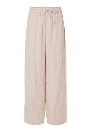 Helle rosa, weit geschnittene Hose aus strukturiertem Stoff mit elastischem Bund und verstellbarem Kordelzug. Lässiges, lockeres Design.