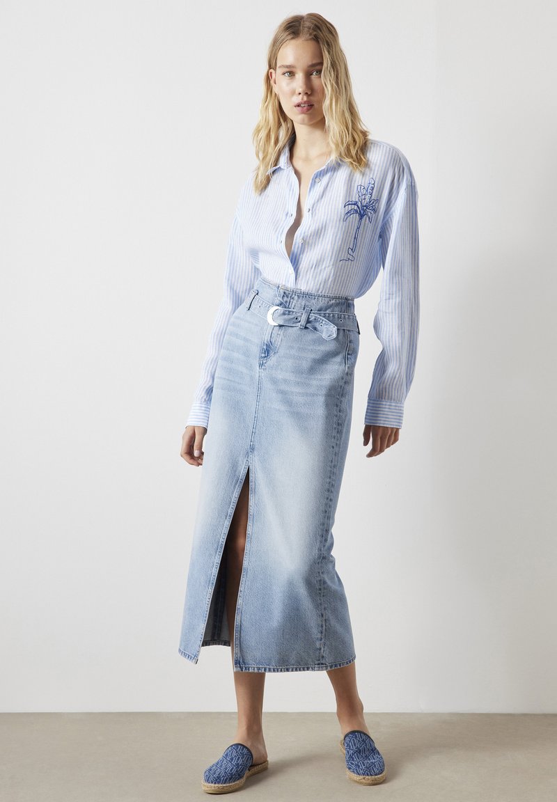 Ipekyol STRIPED PATTERN WITH EMBROIDERY - Button-down blouse - white