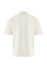 Kurzärmliges Poloshirt in Creme, aus weichem Stoff gefertigt. Verfügt über einen klassischen Kragen, nahtlose Schultern und ein minimalistisches Design ohne Verzierungen.