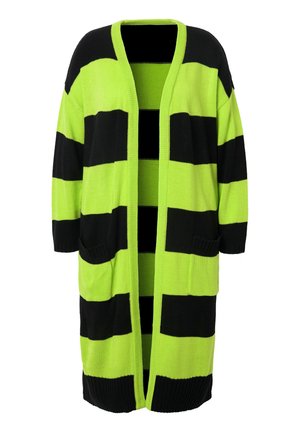 Angel of Style LONG STRAIGHT CUT BLOCK STRIPES - Cardigan - lime green