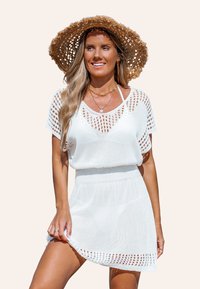 Cupshe CROCHET TRIM COVER UP - Freizeitkleid - white