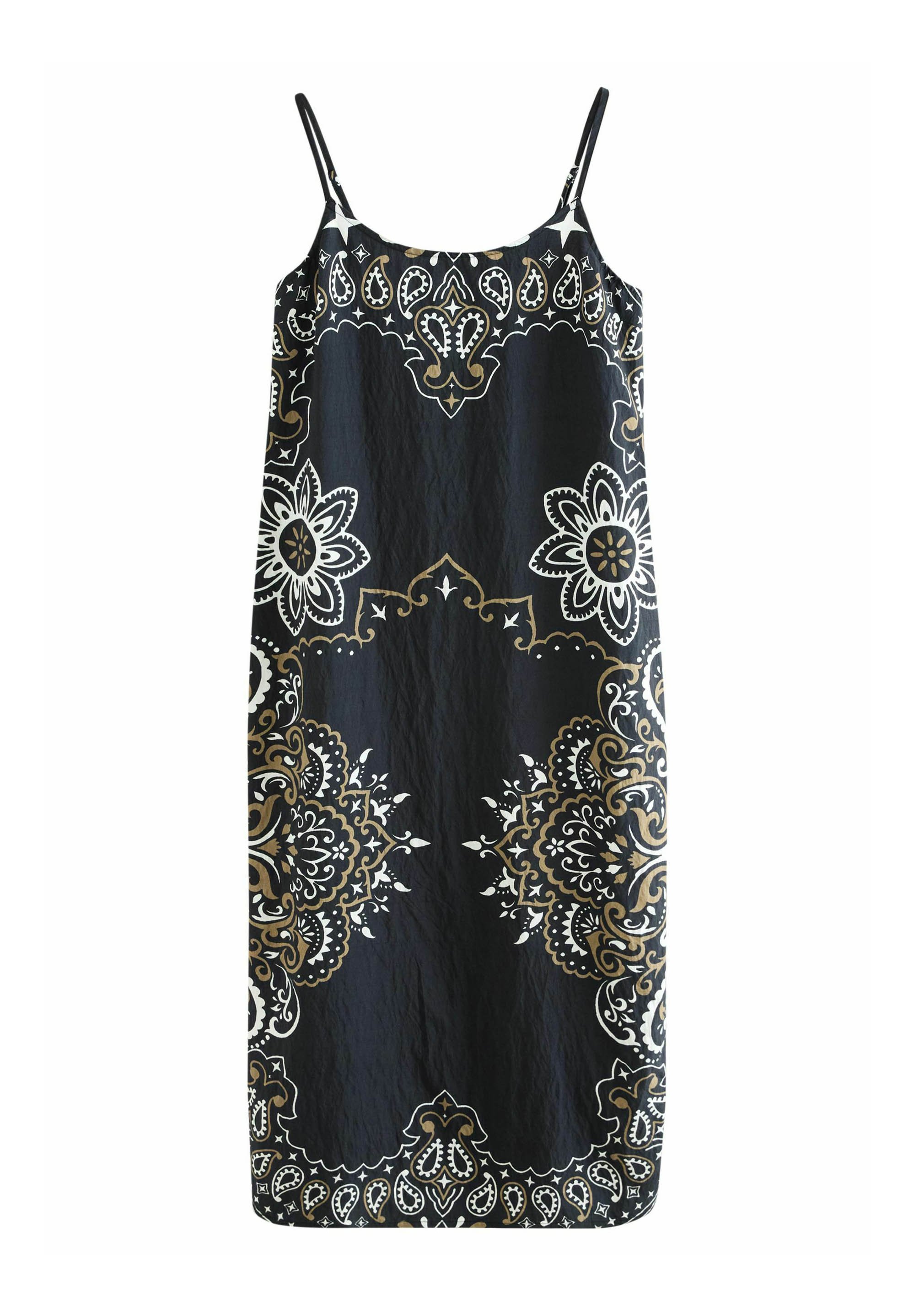 Next REGULAR FIT MIDI SLIP SUMMER Jurk black green/zwart