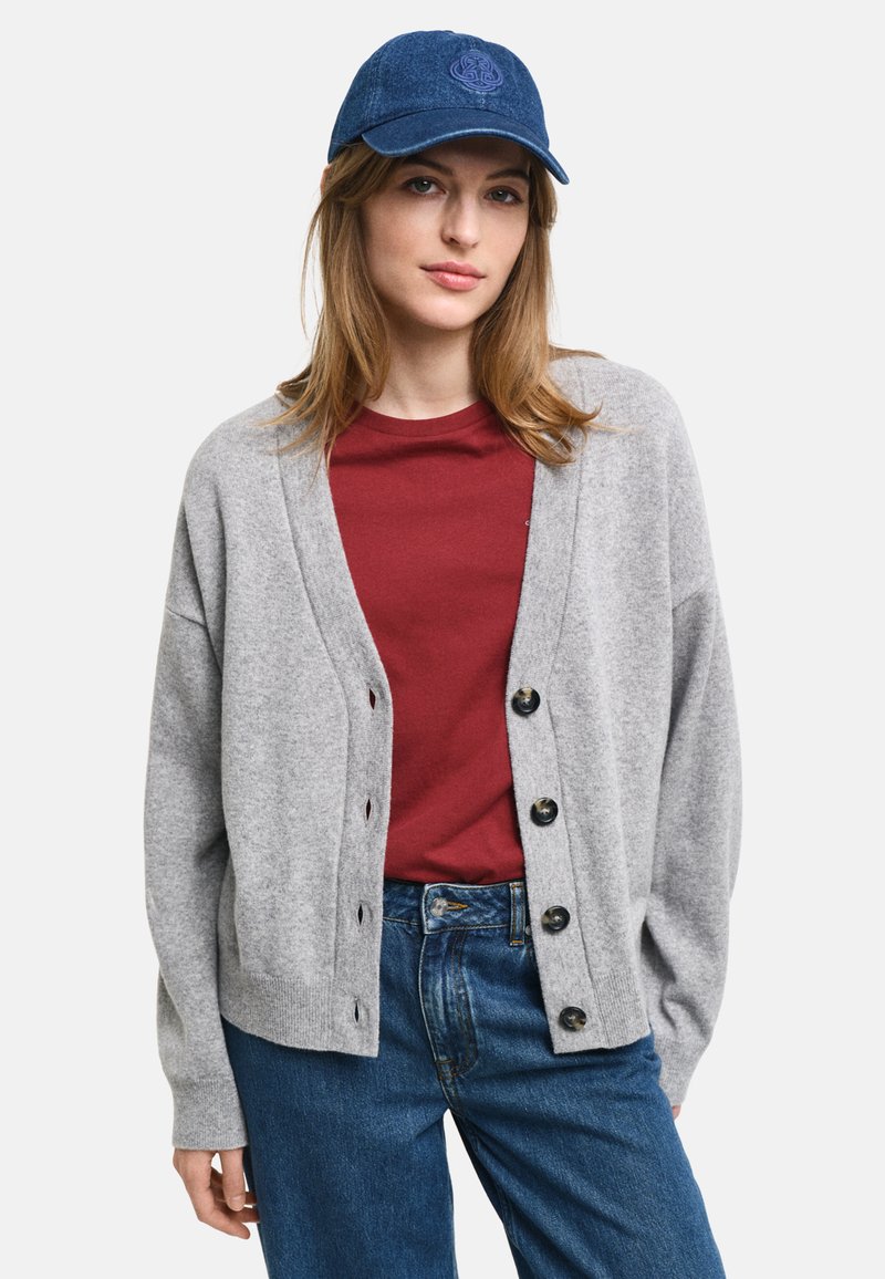 GANT SUPERFINE - Strickjacke - grey melange