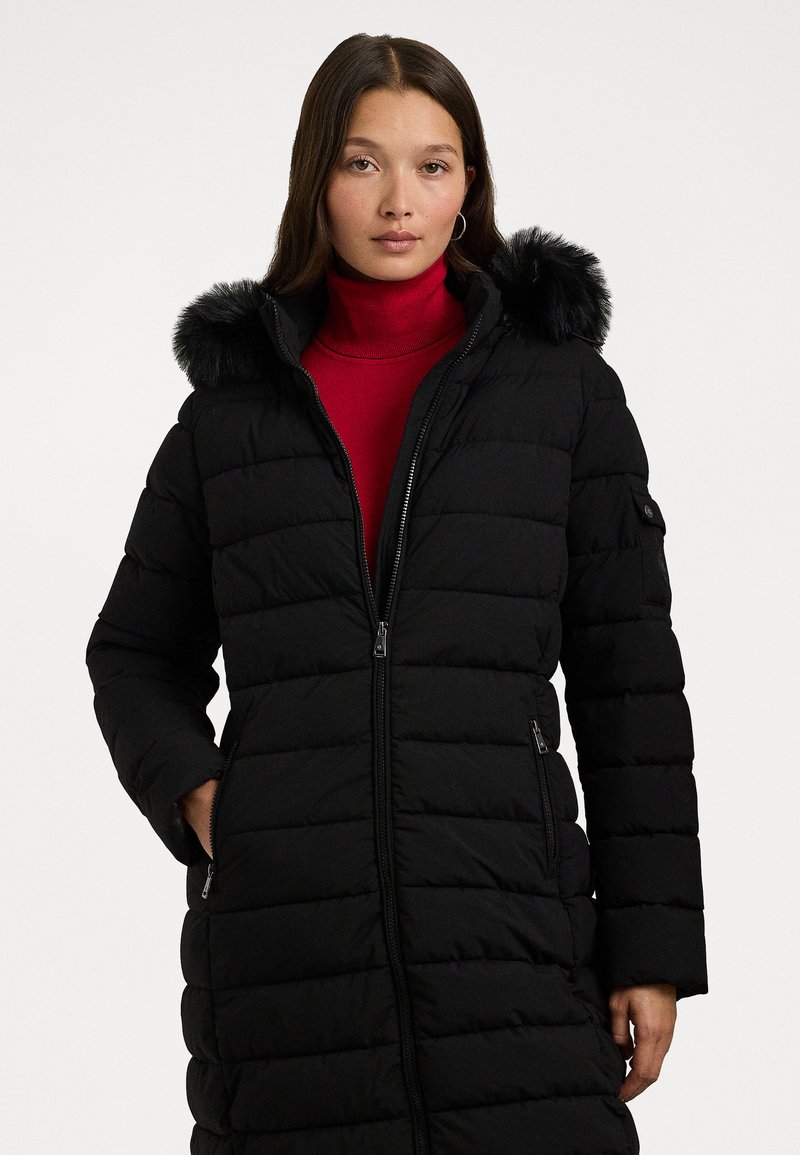 Lauren Ralph Lauren Petite FAUX-FUR-TRIM QUILTED HOODED COAT - Manteau d'hiver - black/noir 
